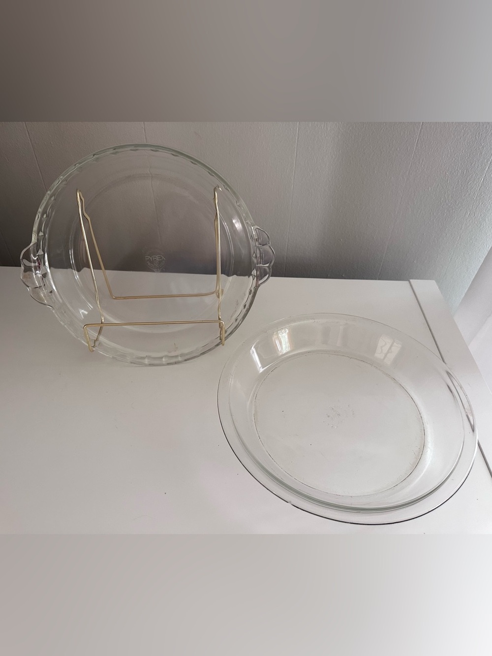 Vintage Pyrex Clear Glass Pie Plate PAIR - Scalloped Rim